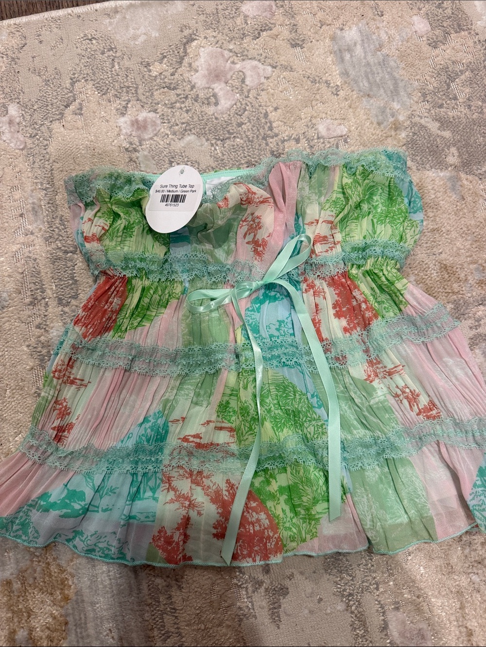 Women Mint & Pastel Multi-Color Smocked Summer Top